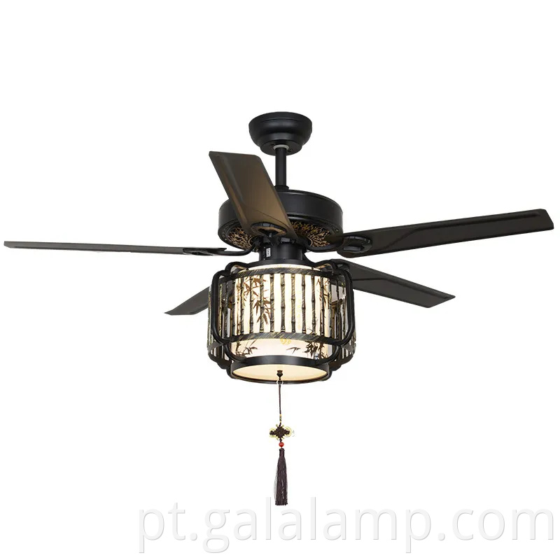 Lâmpada de ventilador de teto chinês vintage para salas de vida e jantar